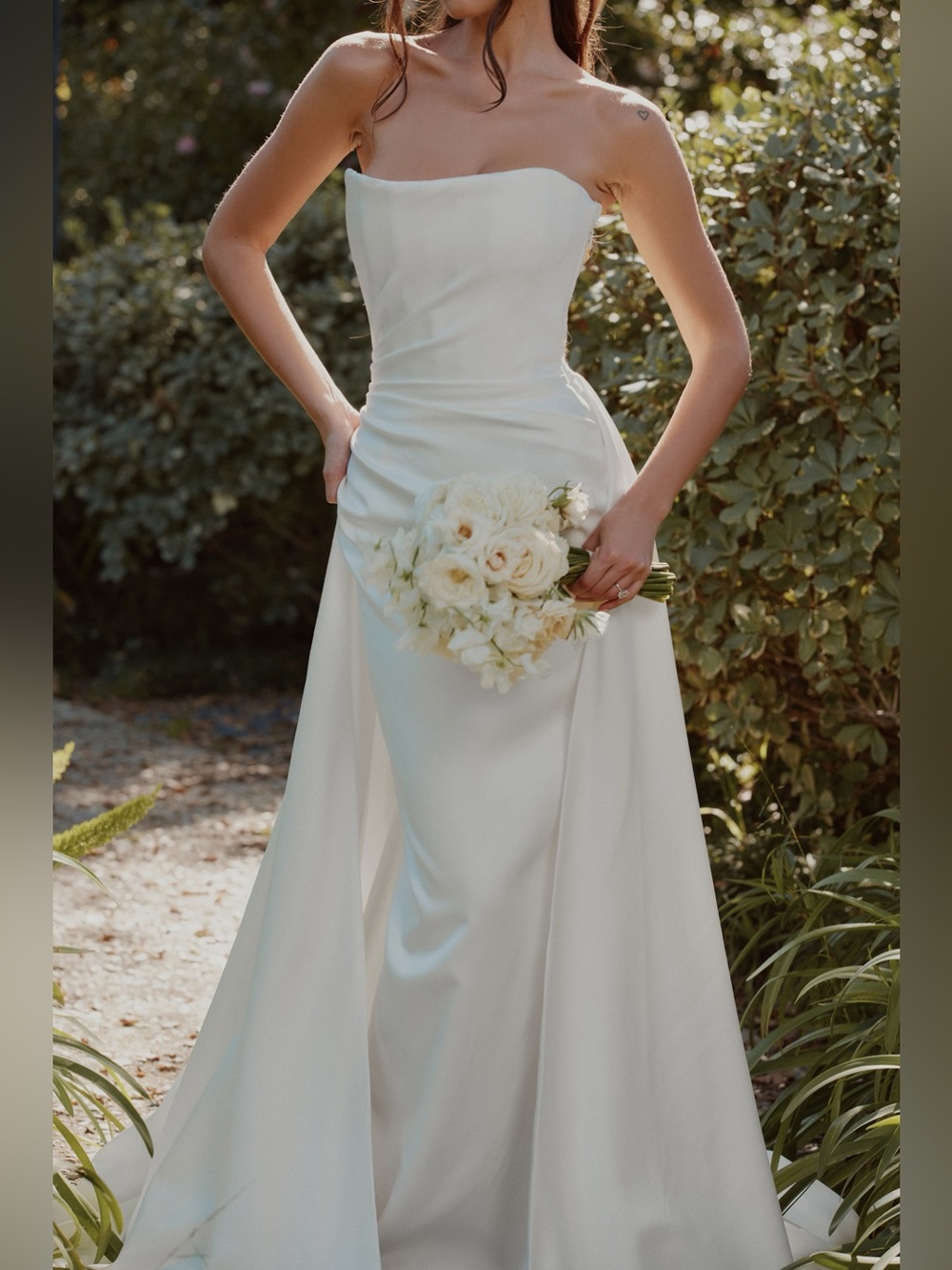 House of CB SABRINA Ivory Satin Strapless Bridal Gown NWT - Picture 8 of 16